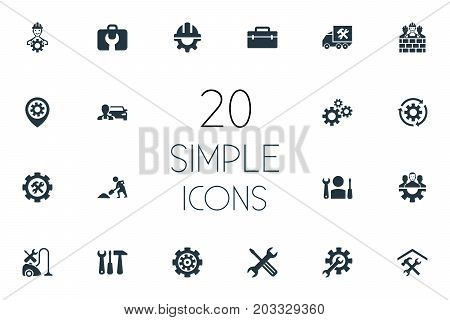 Elements Repairman, Tools, Renovation And Other Synonyms Mending, Repeatability And Case.  Vector Illustration Set Of Simple Mending Icons.