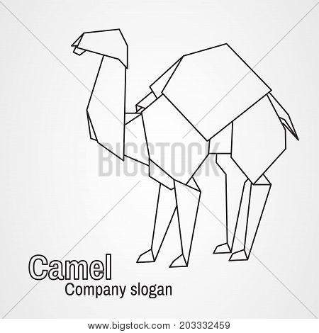 Origami logo contour camel on a white background. Vector illustration