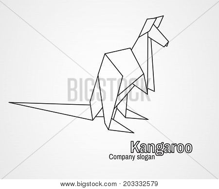 Origami logo contour kangaroo on a white background. Vector illustration