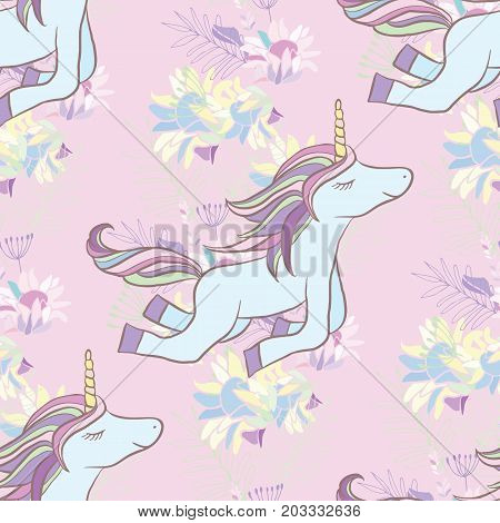 Retro style botanical illustration with flowers and animal. Delicate vector background with floral composition