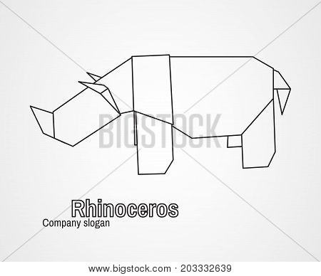 Origami logo contour rhinoceros on a white background. Vector illustration