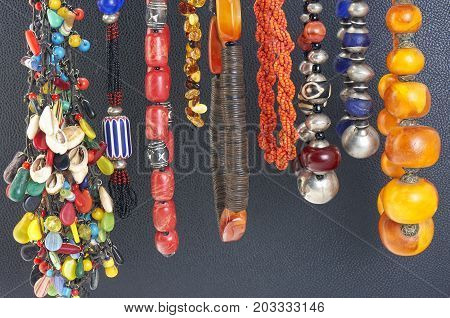 Colorful Natural Stone Necklaces, Jewelry Background