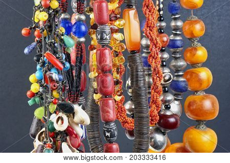 Colorful Natural Stone Necklaces, Jewelry Background