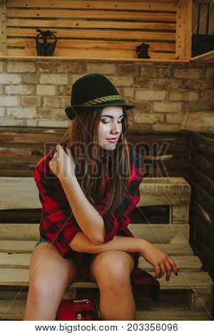 Portrait of a young hipsters girl .