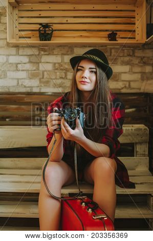 Portrait of a young hipsters girl .