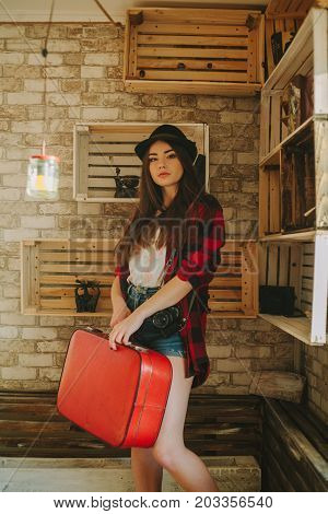 Portrait of a young hipsters girl .