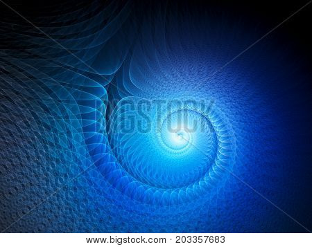 Blue glowing multidimensional spiral computer generated abstract background 3D rendering