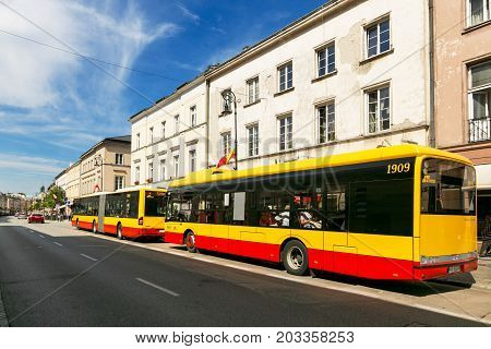 Warsaw, Poland - August 2, 2017: Architecture And People On The Street New World In Warsaw.