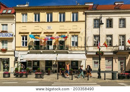 Warsaw, Poland - August 2, 2017: Architecture And People On The Street New World In Warsaw.