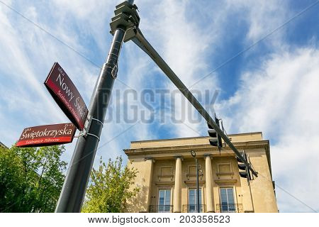 Warsaw, Poland - August 2, 2017: Architecture And People On The Street New World In Warsaw.