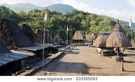 Bena A Traditional Village With Grass Huts Of The Ngada People In Flores Near Bajawa, Indonesia.