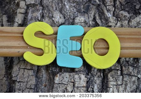 word seo on a  abstract colorful background