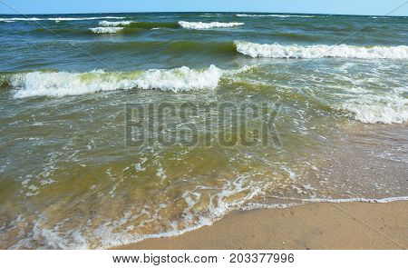 Close up on Stormy sea waves after Hurricane Irma.