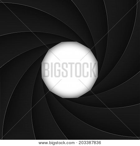 Black shutter aperture with white opening. Vector illustration.