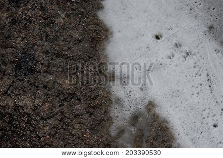 Water wash seep dirty soil and dangerous environmental damage and empty space for text or graphic decoration