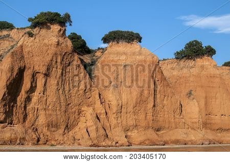 Effects of seaside coastal erosion with clayey soil