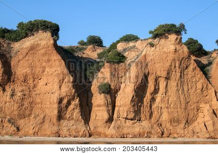 Effects of seaside coastal erosion with clayey soil