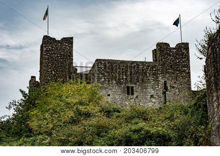 COUNTY MEATH, IRELAND - AUGUST 29, 2017: View of Trim Castle, used in filming of parts of the movie Braveheart, in County Meath, Ireland