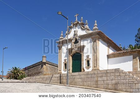 View of the Chapel and fortress in Chaves Portugal