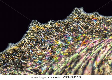 microscopic Loperamide crystals illuminated with polarized light