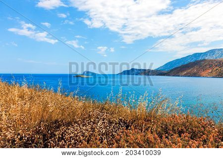 View of Mirabello Bay and Pseira Island Sitia Crete Greece