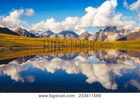 Beautiful Mountain Landscape View Of Koruldi Lakes In Svaneti National Park