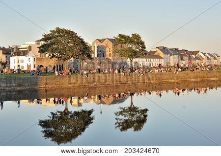 Spanish Arch, Galway, Ireland July 2017 ,  Lots Of People Enjoying A Sunny Day