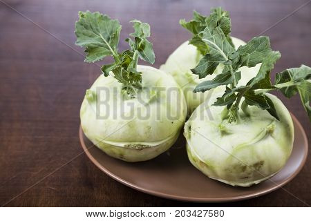 Kohlrabi In A Brown Plate