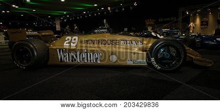 MAASTRICHT NETHERLANDS - JANUARY 08 2015: Formula One car Arrows A3 designed by Tony Southgate 1980. International Exhibition InterClassics & Topmobiel 2015