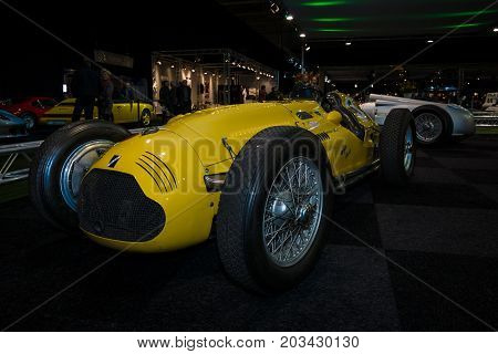 MAASTRICHT NETHERLANDS - JANUARY 08 2015: The Grand Prix racing car Talbot-Lago T26C 1950. International Exhibition InterClassics & Topmobiel 2015