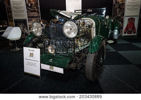 MAASTRICHT NETHERLANDS - JANUARY 08 2015: Luxury car Lagonda 2-litre Speed Open Tourer 1930. International Exhibition InterClassics & Topmobiel 2015