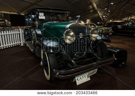 MAASTRICHT NETHERLANDS - JANUARY 08 2015: Oldtimer Cadillac 341-A Fleetwood 1929. International Exhibition InterClassics & Topmobiel 2015