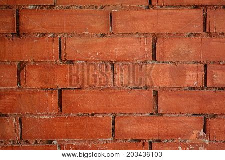 Grunge Old Cracked Ochre Brick Wall Background