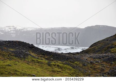 Moss-covered rocks on old lava fields in Iceland
