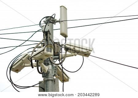 CCTV for protection or security set on the street.