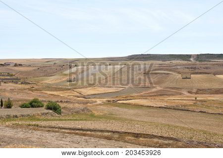 Landscape Of Castilla Y Leon Near The Village Of Montealetre De Campos In The Region Of Tierra De Ca
