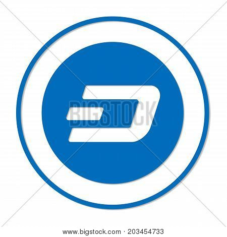 Dash Cryptocurrency. Vector Sign Icon. Internet Money