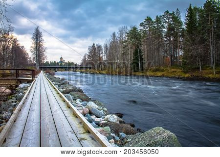 landscape photo of pajakka river from Kuhmo, Finland.