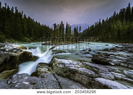 the Sunwapta Falls in Jasper National Park