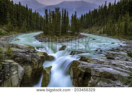 the Sunwapta Falls in Jasper National Park