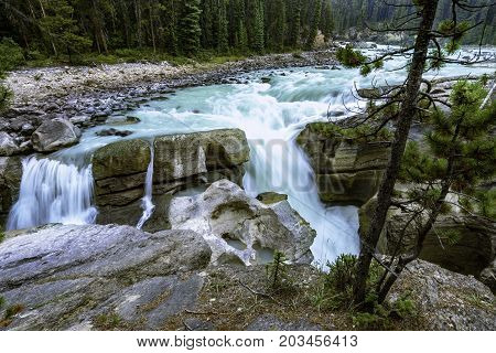the Sunwapta Falls in Jasper National Park