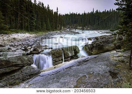 the Sunwapta Falls in Jasper National Park