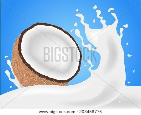 coconut milk and juice vector on white background