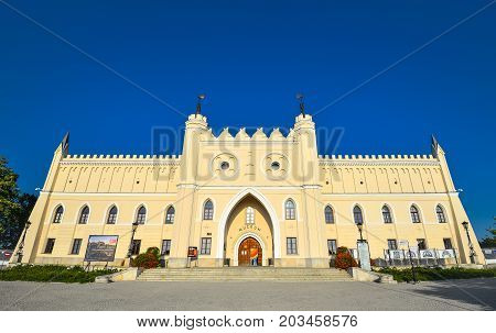 Lublin, Poland - August 11, 2017: The Royal Castle of Lublin, Poland and bright blue sky. Lublin is the biggest city in eastern Poland.