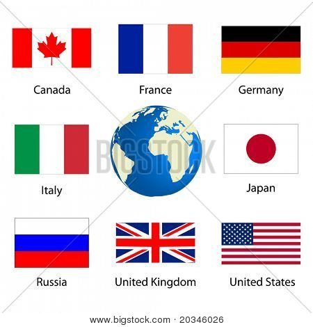 Bandiere dei membri di paesi del G8