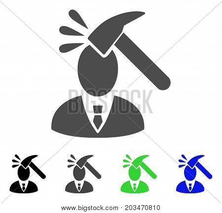 Manager Shock icon. Vector illustration style is a flat iconic manager shock symbol with black, gray, green, blue color variants. Designed for web and software interfaces.