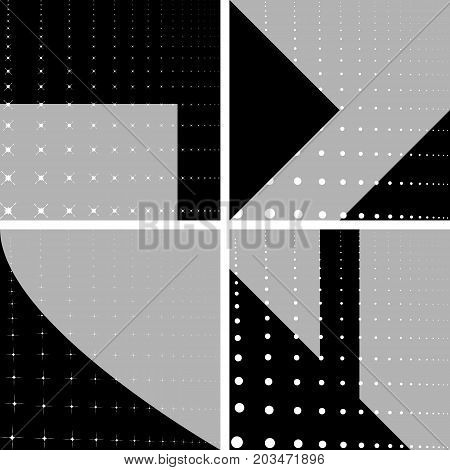 four geometric backgrounds black lines white dots