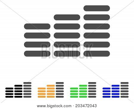 Coin Columns icon. Vector illustration style is a flat iconic coin columns symbol with black, grey, green, blue, yellow color variants. Designed for web and software interfaces.