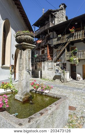Typical Ancient Wodden House At Malvaglia On Blenio Valley