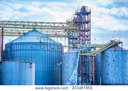 Modern grain elevator and storage in agricultural district